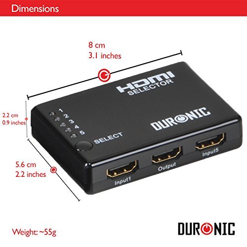 Zoomgoods HDMI Switch Box [ HRS1051 ] 5 Port HDMI Auto Switcher, PLUS Remote, 5x1 Hub - 5 Way Input/1 Way Output), 1080p High Definition, Sky+ HD, Virgin, PS3, PS4, Xbox, Freeview, DVD & BluRay