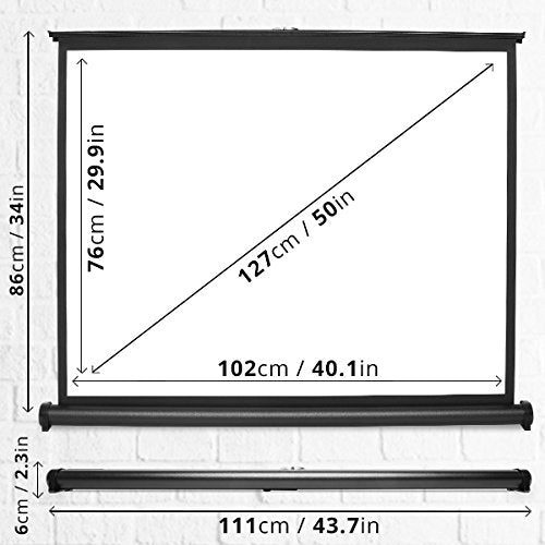 Zoomgoods Projector Screen DPS50 /43, Portable 50” Desktop Projection Screen for School Home Theatre, Table-Top projector screen with 4:3 Ratio