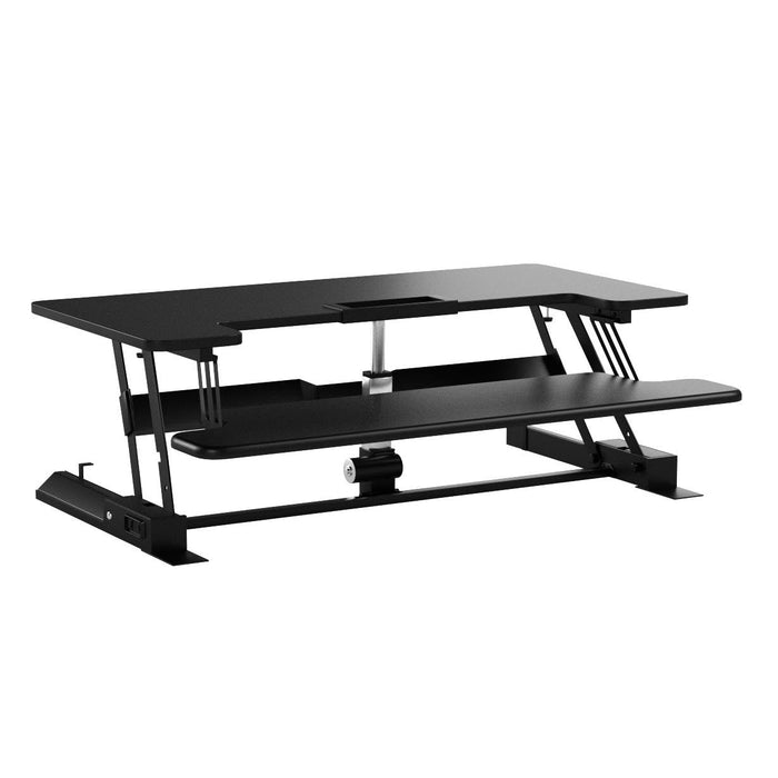 Zoomgoods Sit-Stand Desk DM05D7 | Electric Height Adjustable Office Workstation | 92x55cm Platform | Raises from 18-41cm | Riser for PC Computer Screen, Keyboard, Laptop | Ergonomic Desktop Converter