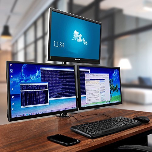Zoomgoods Computer Monitor Arms DM253 Adjustable Triple Monitor Stand Riser Clamp for 13-27” PC screens Monitor Desk Mounts with VESA 75/100 Triple Monitor Mount with 8kg Capacity Stand for Home Office