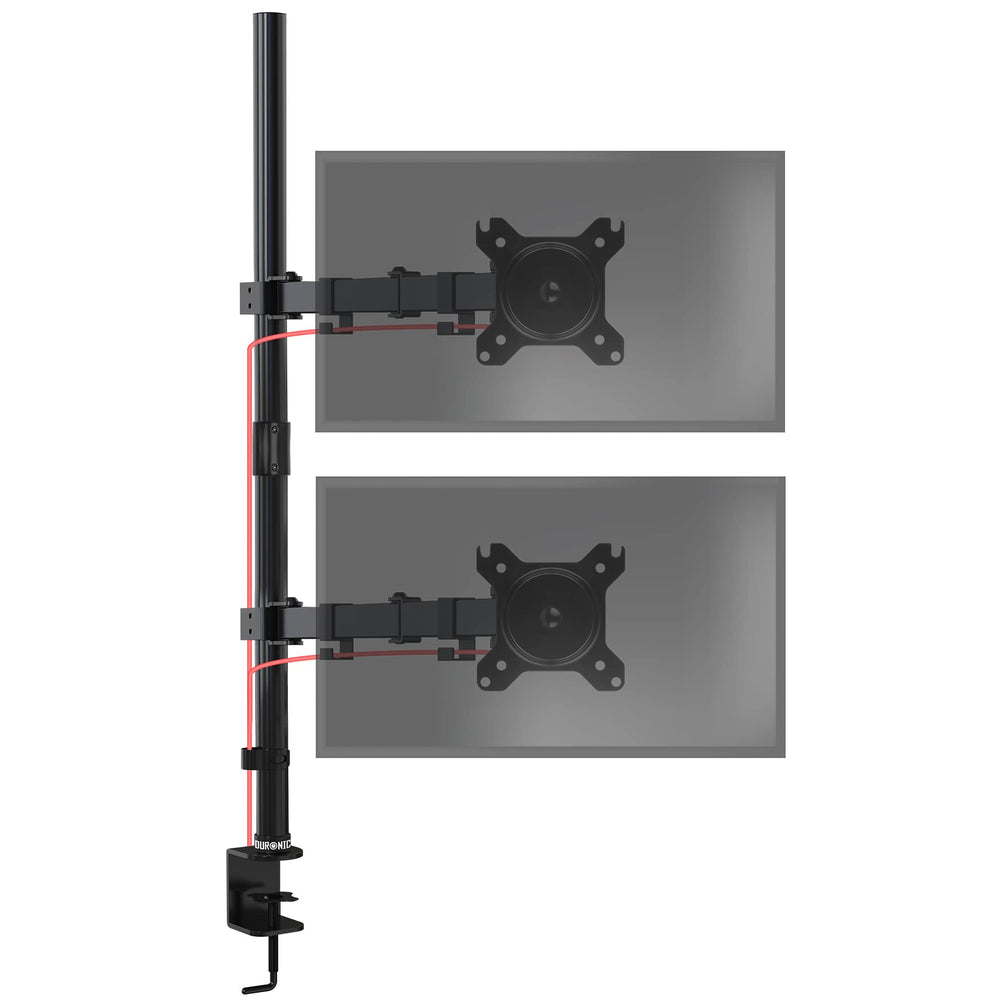 Zoomgoods Dual Monitor Stand DMT152VX2, Dual Monitor Arm Desk Mount for two 13-27” PC Screens, Height Adjustable Monitor Mounts with 100cm Pole & VESA 75 100, Monitor Riser for Home Office Work Desk