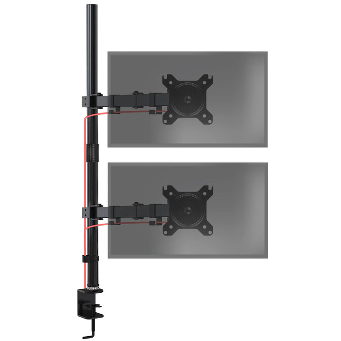 Zoomgoods Dual Monitor Stand DMT152VX2, Dual Monitor Arm Desk Mount for two 13-27” PC Screens, Height Adjustable Monitor Mounts with 100cm Pole & VESA 75 100, Monitor Riser for Home Office Work Desk