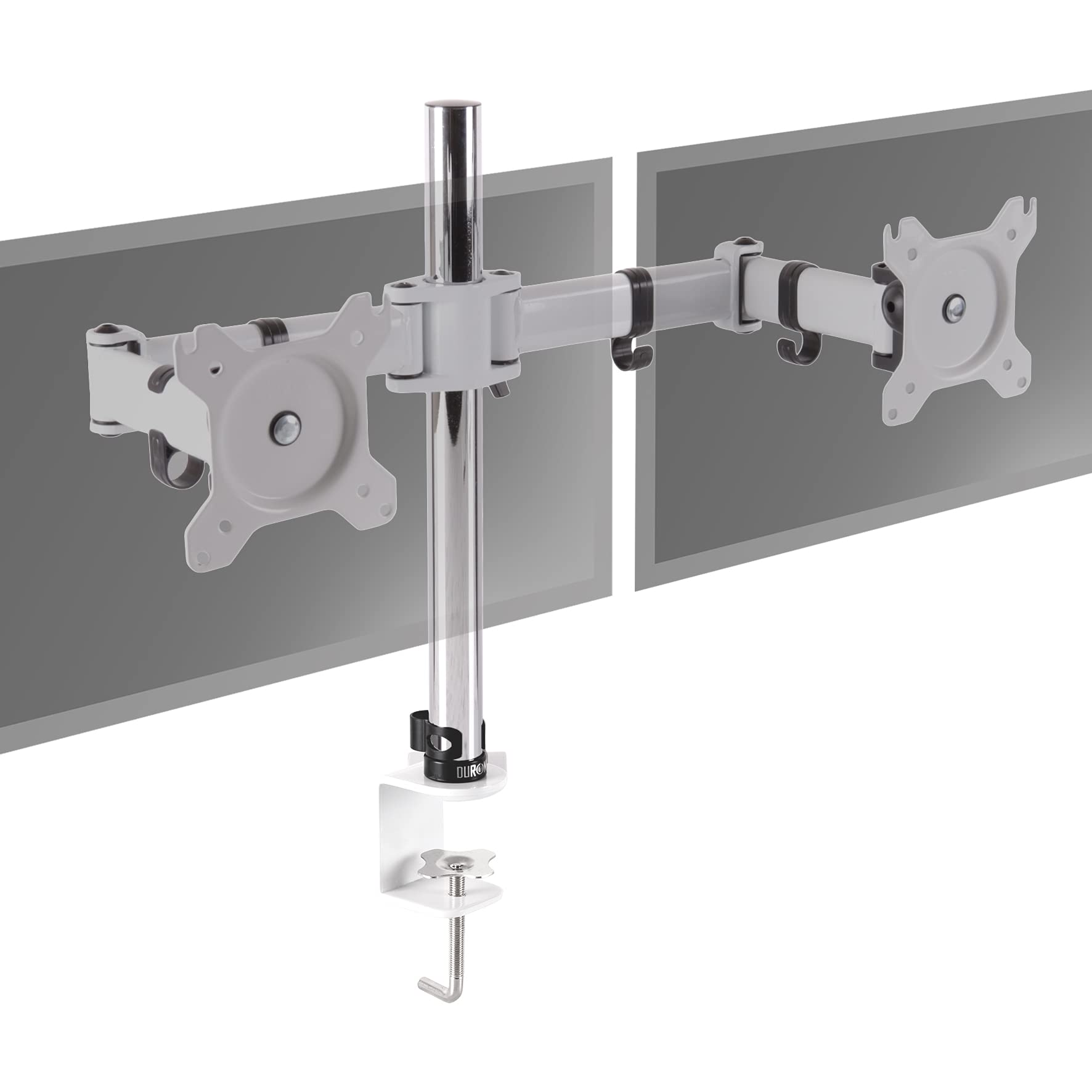 Zoomgoods Dual Monitor Stand DM252 WE PC Desk Monitor Arm Height Adjustable Twin Riser Mount for 13-27” Office Computer Screens 8kg VESA 75 100 Compatible for Dell Phillips HP Samsung