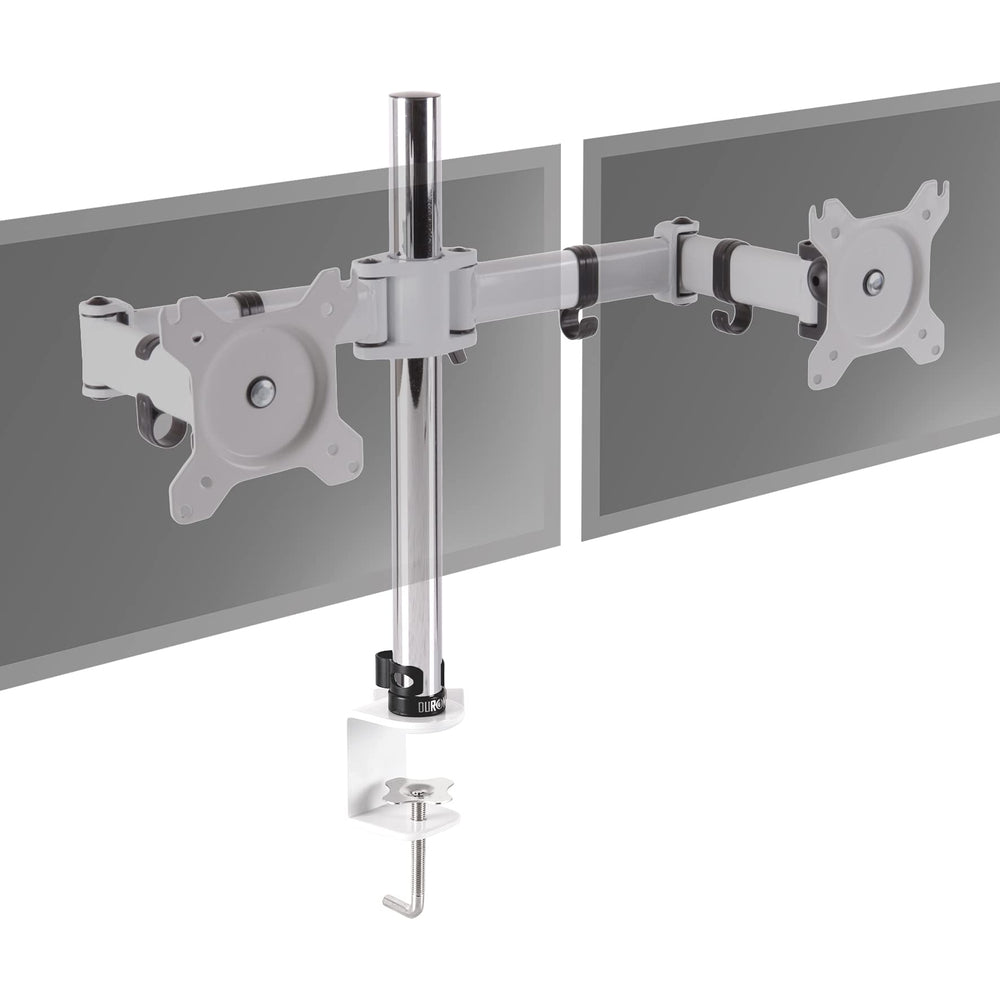 Zoomgoods Dual Monitor Stand DM252 WE PC Desk Monitor Arm Height Adjustable Twin Riser Mount for 13-27” Office Computer Screens 8kg VESA 75 100 Compatible for Dell Phillips HP Samsung