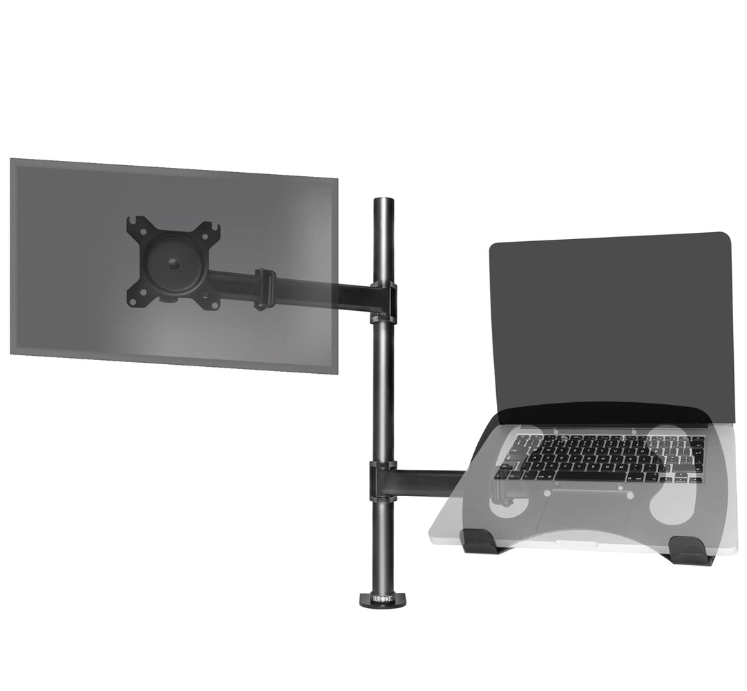 Zoomgoods Monitor and Laptop Stand DM25L1X1, Dual Monitor Arms for 13-27” Screens, Adjustable Monitor Stand Riser Clamp for 13-27” Screen Desk Mount with VESA 75/100 for Home Office Work
