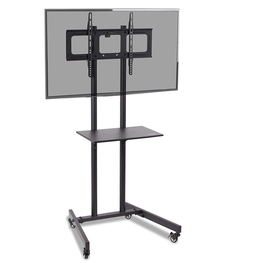 Zoomgoods Mobile TV Stand on Wheels TVS5T1, Trolley Mount with Shelf Heavy duty for 32-70 Inch Flat Screen Television LCD LED OLED QLED, VESA Up to 600x400, Max. 68kg / 150lbs Capacity