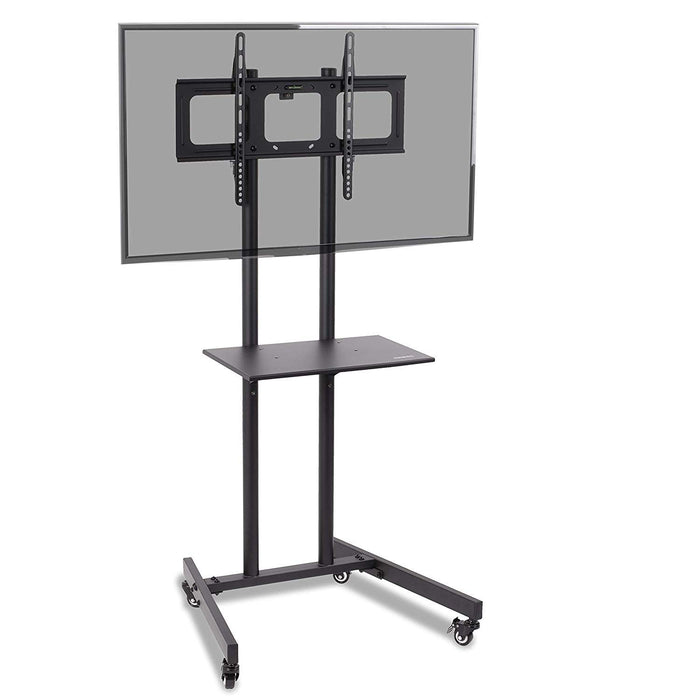 Zoomgoods Mobile TV Stand on Wheels TVS5T1, Trolley Mount with Shelf Heavy duty for 32-70 Inch Flat Screen Television LCD LED OLED QLED, VESA Up to 600x400, Max. 68kg / 150lbs Capacity