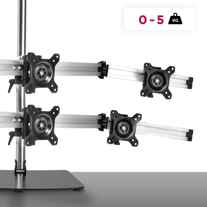Zoomgoods Computer Monitor Arms Stand DM756 Sextuple Freestanding PC Multi Arms Desk Mount Stands for VESA 75/100 Six 15-24 Inch LED LCD Screens 8kg Capacity Mounts, Tilt -15°/+15°, Rotate 360° - Black
