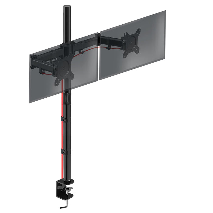 Zoomgoods Dual Monitor Stand DMT252 Height Adjustable PC Monitor Arms with 100cm Pole C Clamp Monitor Risers for 13-27” Screens Desk Mounts with 8kg Capacity and VESA 75/100 for Home Office Work