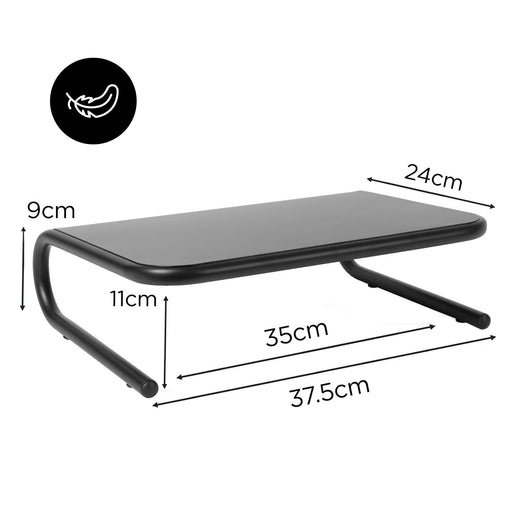 Zoomgoods Monitor Stand Riser DM071 | Laptop and Screen Platform for Desktop | Metal Support for a TV Screen or PC Computer Monitor | Ergonomic Office Desk Shelf | 10kg Capacity | Black | 37cm x 24cm