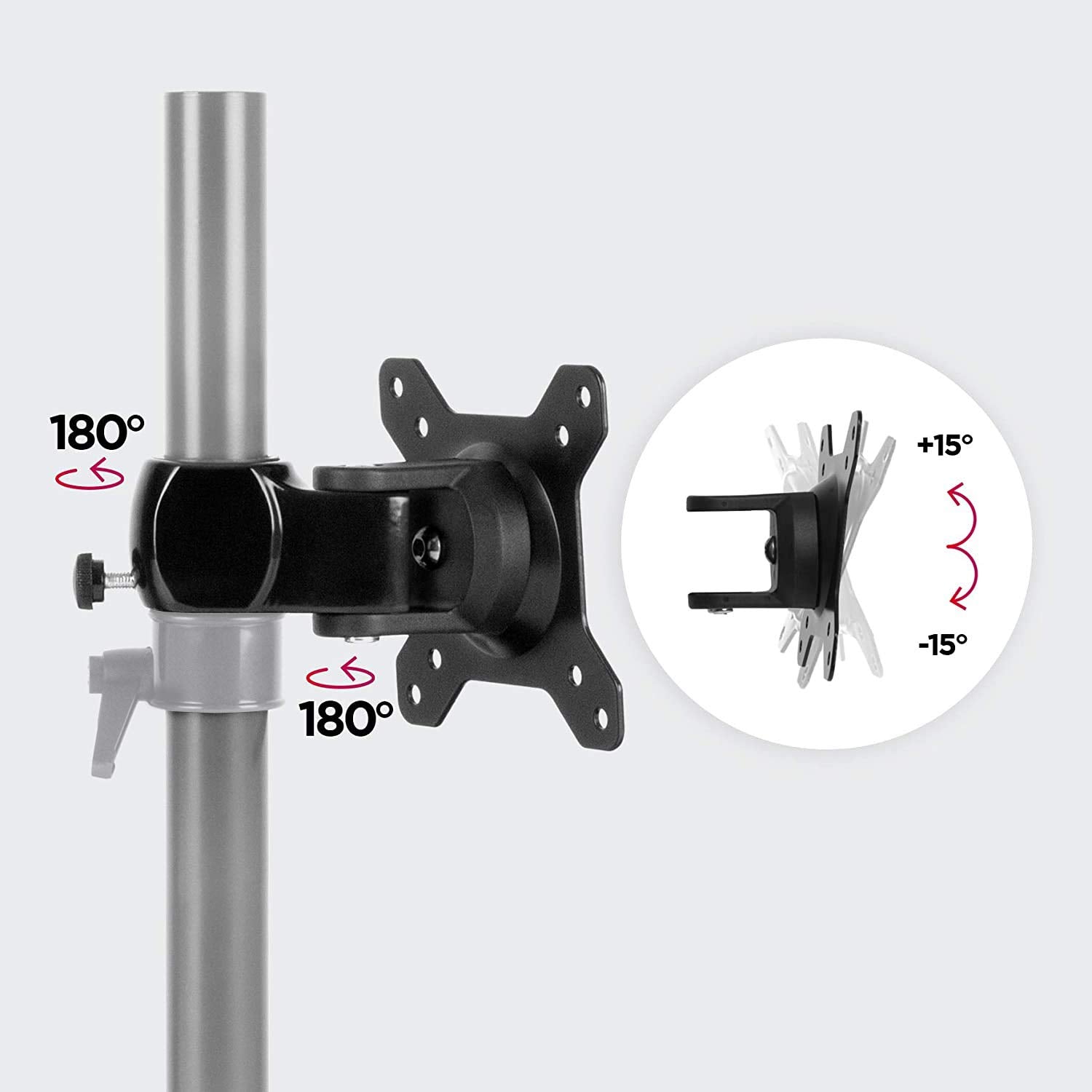 Zoomgoods Monitor Arm Stand VESA Head DM35, Universal Mounting Head to Use with Any Zoomgoods Desk Mount Pole Bracket, Rotates and Tilts, Fits VESA 75/100