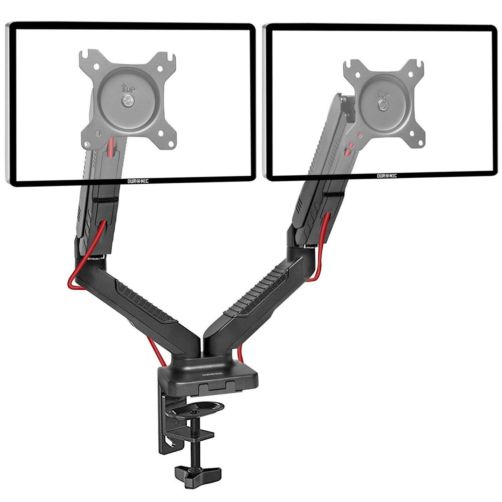 Zoomgoods Monitor Arm Stand DMDC52 | Double Gas-Powered PC Desk Mount | BLACK | Height Adjustable | For Two 13-24 LED LCD Screens | VESA 75/100 | 6.5kg Capacity | Tilt -90°/+85°,Swivel 180°,Rotate 360°