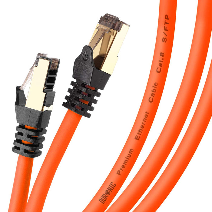 Zoomgoods Ethernet Cable 1M High Speed CAT 8 Patch Network Shielded Lead 2GHz / 2000MHz / 40 Gigabit, CAT8 SFTP Wire, Snagless RJ45 Super-Fast Data - Orange