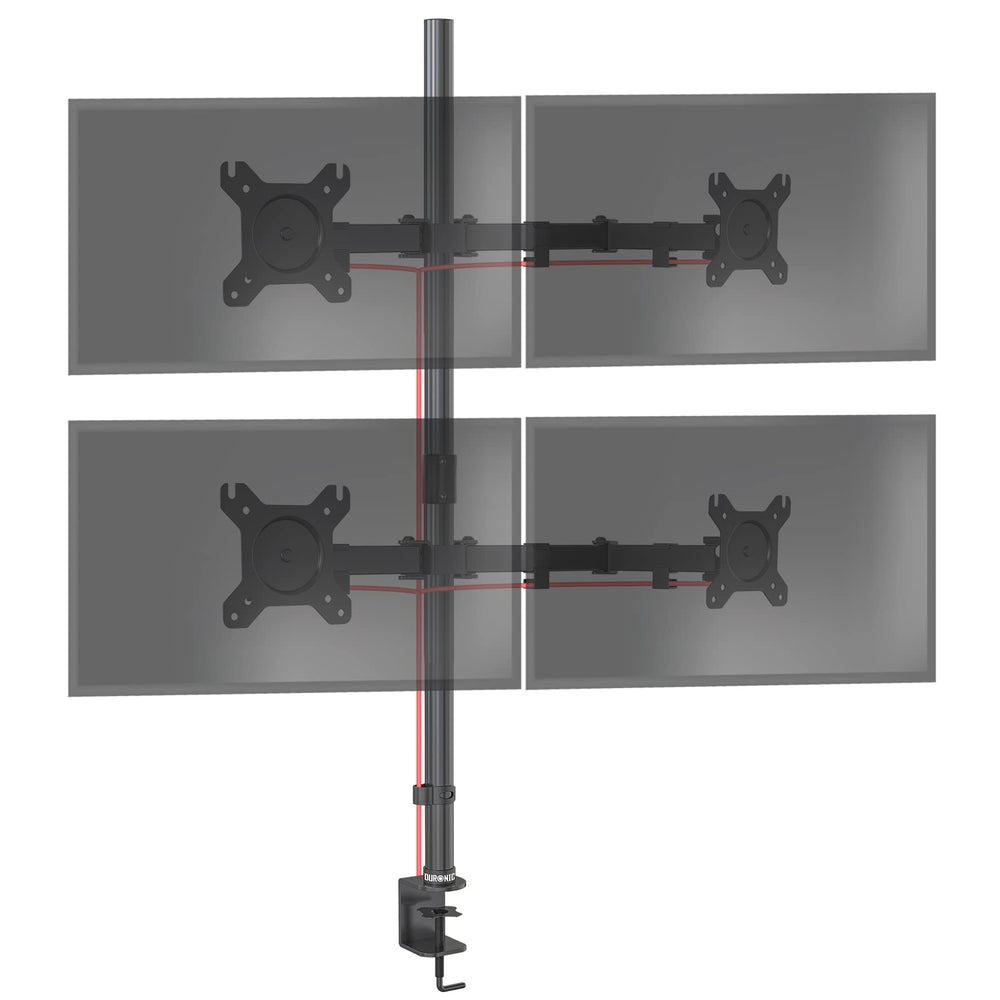 Zoomgoods Computer Monitor Arms DMT154, Four Screen Monitor Mount with 100cm Pole, Quad Display Mount for 4 PC Screens 13-27” Adjustable Monitor Mount with VESA 75 100 for Home Office Work Desk