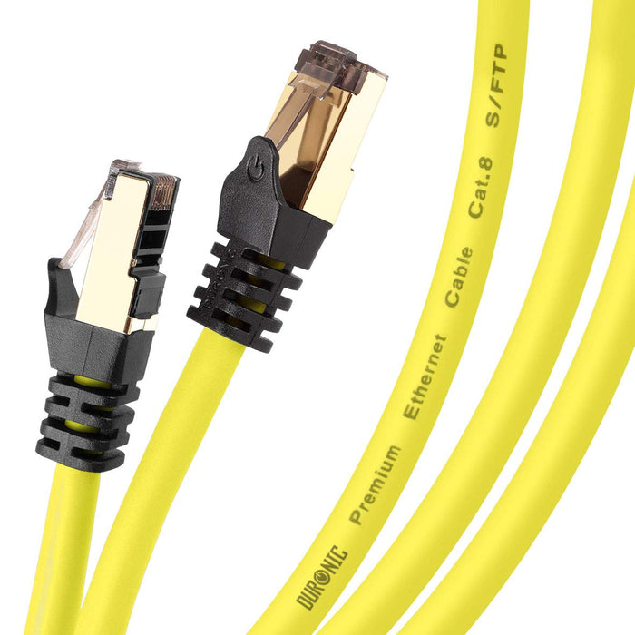 Zoomgoods Ethernet Cable 0.5M High Speed CAT 8 Patch Network Shielded Lead 2GHz / 2000MHz / 40 Gigabit, CAT8 SFTP Wire, Snagless RJ45 Super-Fast Data - Yellow