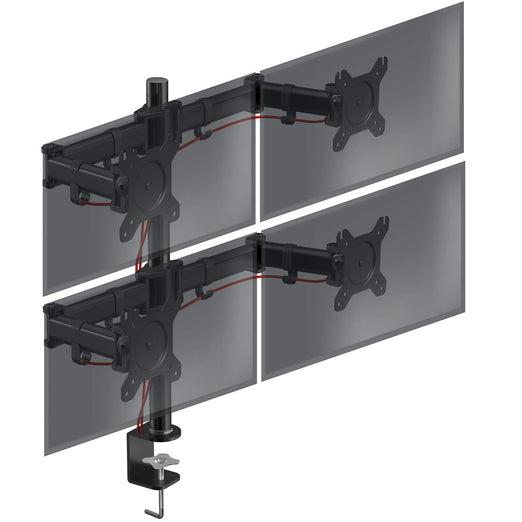 Zoomgoods Computer Quad Monitor Arms DM254 Adjustable Quad Monitor Stand Riser Clamp for 13-27” screens 4 Monitor Desk Mounts with VESA 75/100 Four Monitor Mount with 8kg Capacity Stand for Home Office