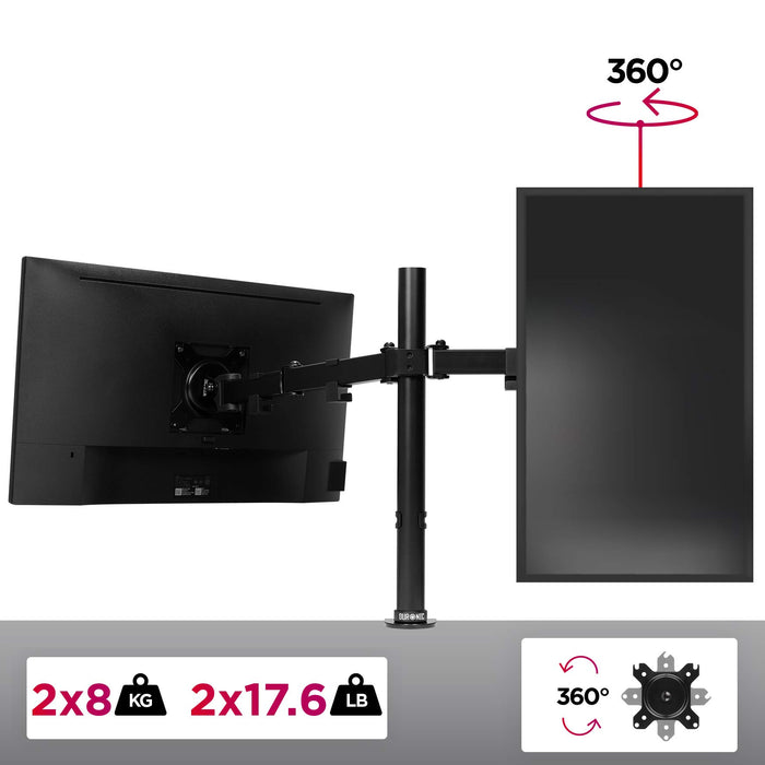 Zoomgoods Dual Monitor Stand DM152 Adjustable 13-27” Monitor Arms with Grommet Converter Ergonomic PC Monitors Mount with Tilt, Swivel & Rotation Home Office Desk Mount for Two Monitors VESA 75 100