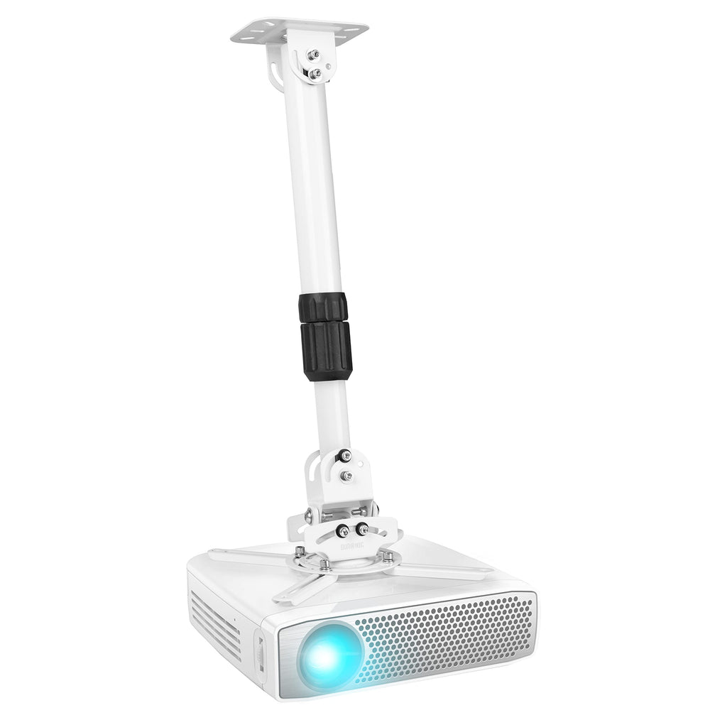 Zoomgoods Projector Mount Stand for Ceiling or Wall Bracket PB06XL | 13.6kg Capacity | Extendable Universal Heavy Duty Adjustable Clamp | Tilt Swivel Rotate | White
