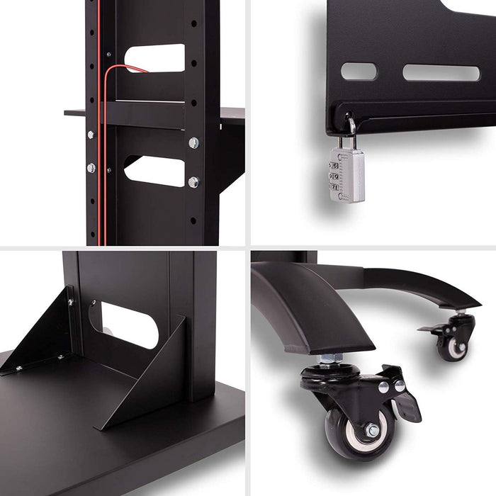 Zoomgoods TV Mount Stand Bracket TVS4T1 | Floor Standing for 37-70 Inch Flat Screen | With Tilt and Swivel | VESA Up to 700x400 | Strong Heavy Duty | Max. 82kg Capacity | Shelf | On Wheels