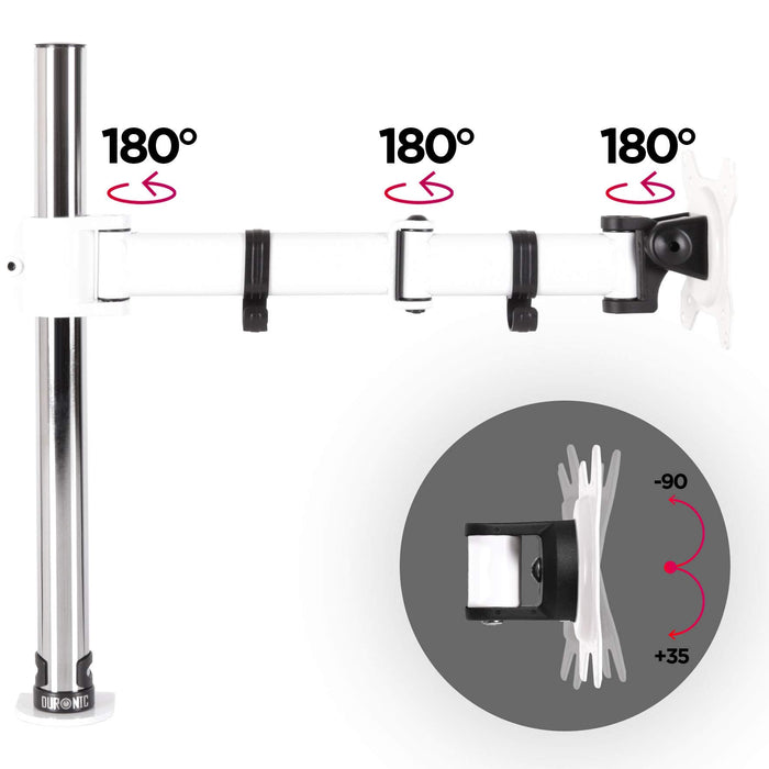 Zoomgoods Single Monitor Arm DM251X3 Height Adjustable Monitor Stand Riser Clamp for 13-27” PC screens Monitor Desk Mounts with VESA 75/100 Monitor Mount with 8kg capacity Monitor Stand for Desk Gaming WHITE