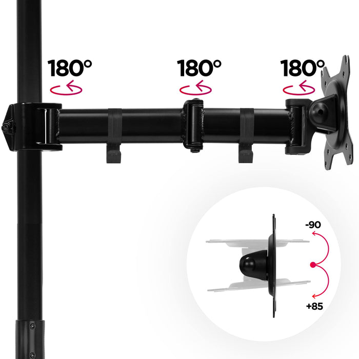 Zoomgoods Single Monitor Stand DMT251X3 Monitor Arm Desk Mount for 13-32” PC Screens Adjustable Tilt Monitor Mount with 100cm Pole Gaming Monitor with VESA 75 100 Monitor Riser for Home Office Work Desk