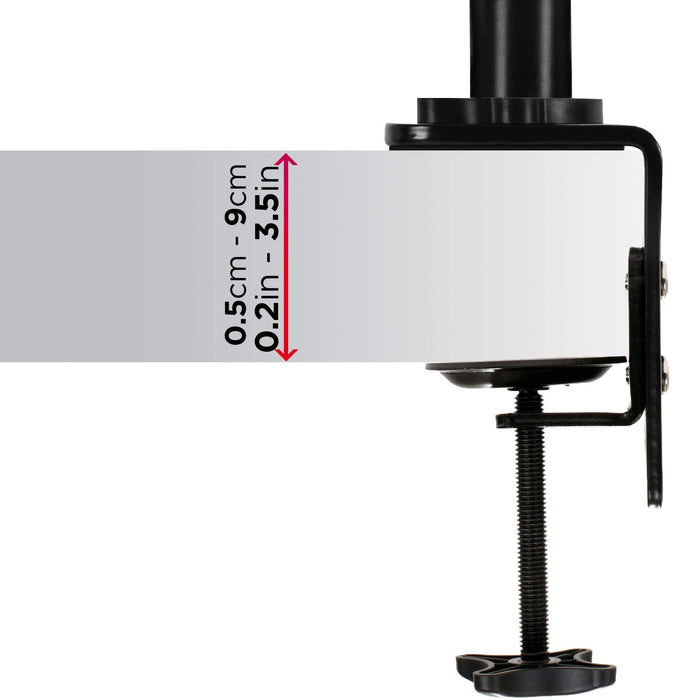 Zoomgoods Monitor Arm Stand DMGM5X1 | Single PC Desk Mount with Red LED Lights | Height Adjustable | For One 15-32 Inch Screen | VESA 75/100 | 8kg Capacity | Tilt +90°/-85°, Swivel 360°,Rotate 360°