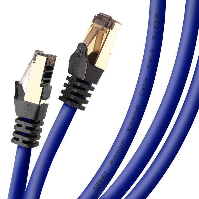 Zoomgoods Ethernet Cable 1M High Speed CAT 8 Patch Network Shielded Lead 2GHz / 2000MHz / 40 Gigabit, CAT8 SFTP Wire, Snagless RJ45 Super-Fast Data - Blue