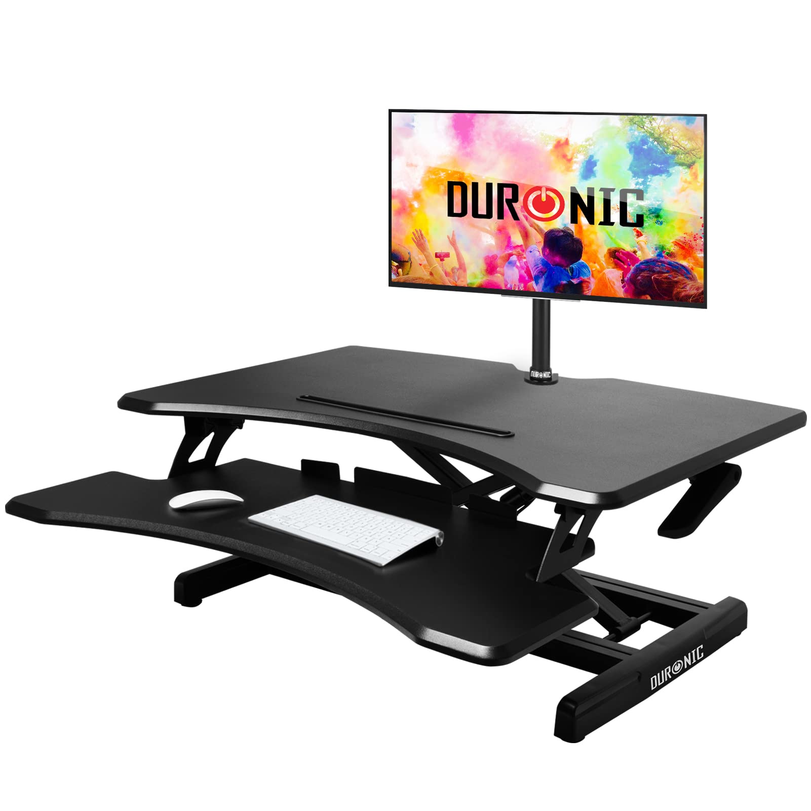 Zoomgoods Sit-Stand Desk DM05D16 | Height Adjustable Office Workstation | 77x50cm Platform | Raises from 12-43cm | Riser for PC Computer Screen, Keyboard, Laptop | Ergonomic Desktop Table Converter