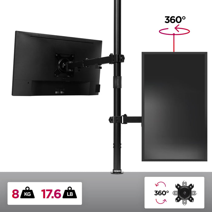 Zoomgoods Single Monitor Stand DMT151X3 Monitor Arm Desk Mount for 13-32” PC Screens Adjustable Tilt Monitor Mount with 100cm Pole Gaming Monitor with VESA 75 100 Monitor Riser for Home Office Work Desk