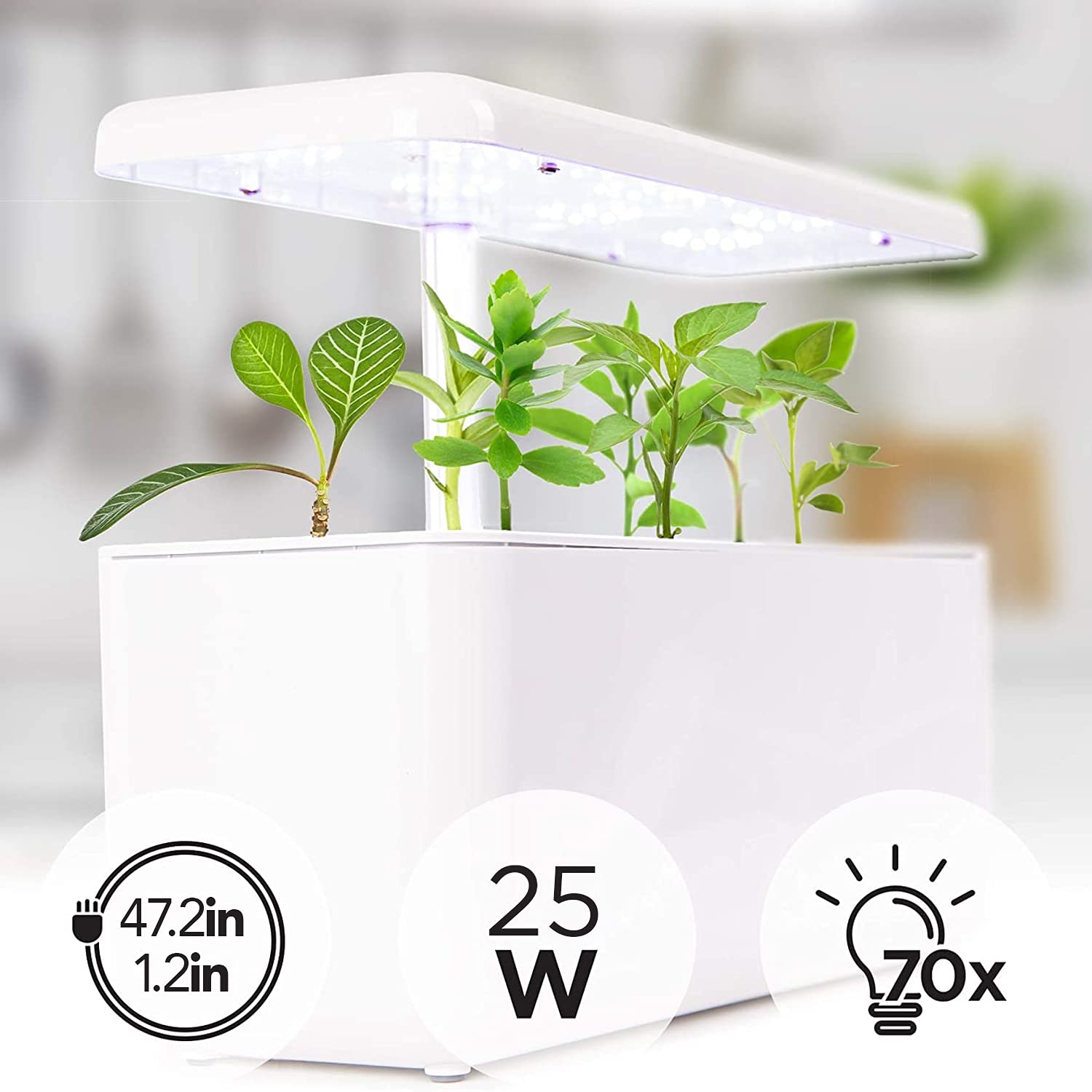 Zoomgoods Hydroponic Growing System GHS37 | Indoor Garden Box with Grow Lamp for 7 Plants or Herbs |70x LED Spectrum Bulbs: White, Red & Blue| 3 Light/Growth Modes | Smart Germination Kit | 25W