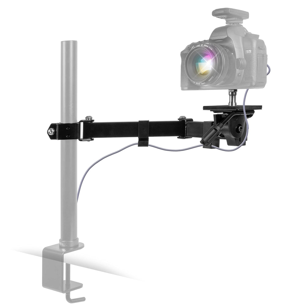 Zoomgoods Camera Arm CM01, Camera Mount for Monitor Stand, Adjustable Swivelling and Rotating Tripod Arm for Podcasts, Zoom, Vlogging, Recording, Studio, Broadcasting, Gaming - Black