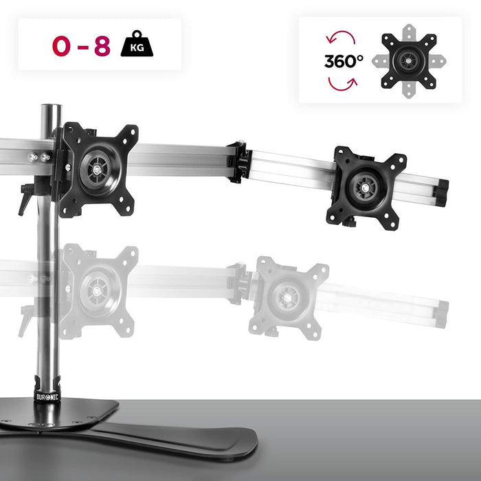 Zoomgoods Computer Monitor Arms Stand DM753 Triple Freestanding PC Multi Arms Desk Mount Stands Riser for 3 8kg 15-24 Inch Display Screens VESA 75/100 - Black