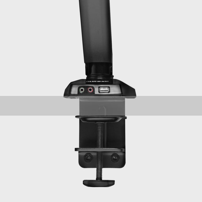 Zoomgoods Monitor Arm Stand DMUSB5X1 | Single PC Desk Mount | Headphone, USB, Microphone Extension Sockets | 13-27” LED LCD Screen | VESA 75/100 | Full Motion (Tilt -90°/+85°, Swivel 180°, Rotate 360°)