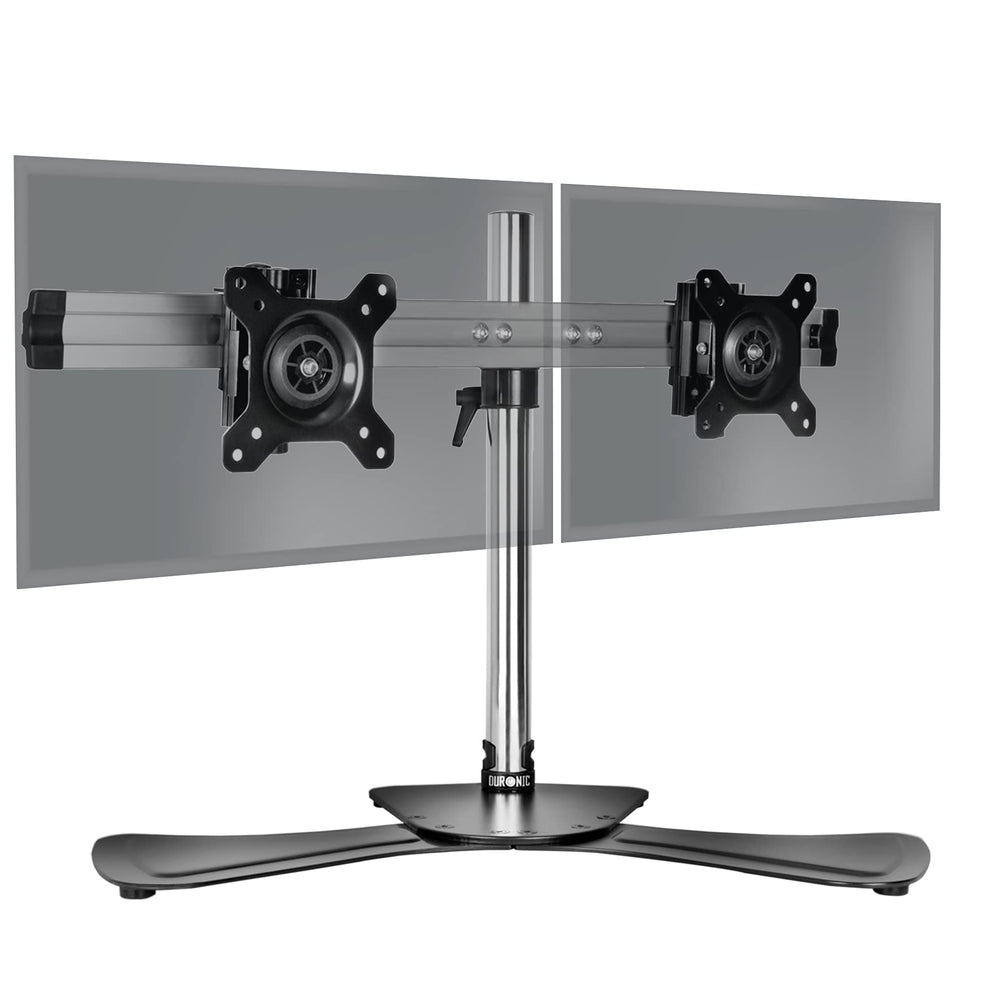 Zoomgoods Computer Monitor Arms Stand DM752 Dual Freestanding PC Multi Arm Desk Mount Height Adjustable Stands for VESA 75/100 Two 15-24 Inch LED LCD Screens 8kg Capacity Mounts Tilt -15/+15 Rotate 360 - Black