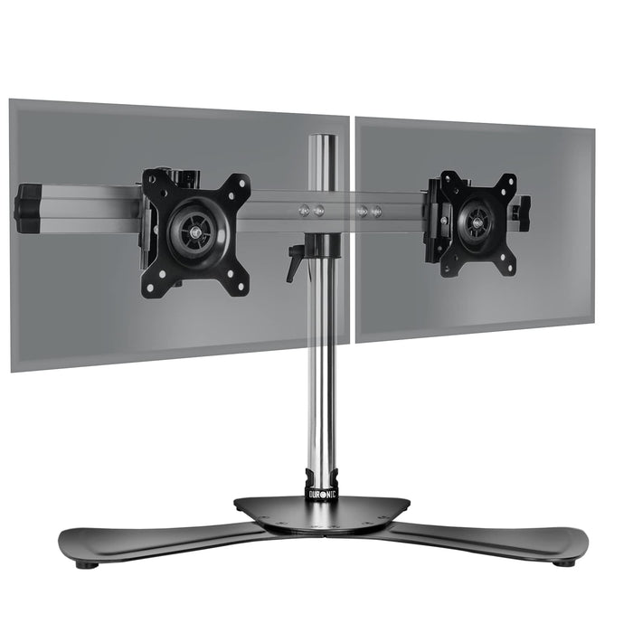 Zoomgoods Computer Monitor Arms Stand DM752 Dual Freestanding PC Multi Arm Desk Mount Height Adjustable Stands for VESA 75/100 Two 15-24 Inch LED LCD Screens 8kg Capacity Mounts Tilt -15/+15 Rotate 360 - Black