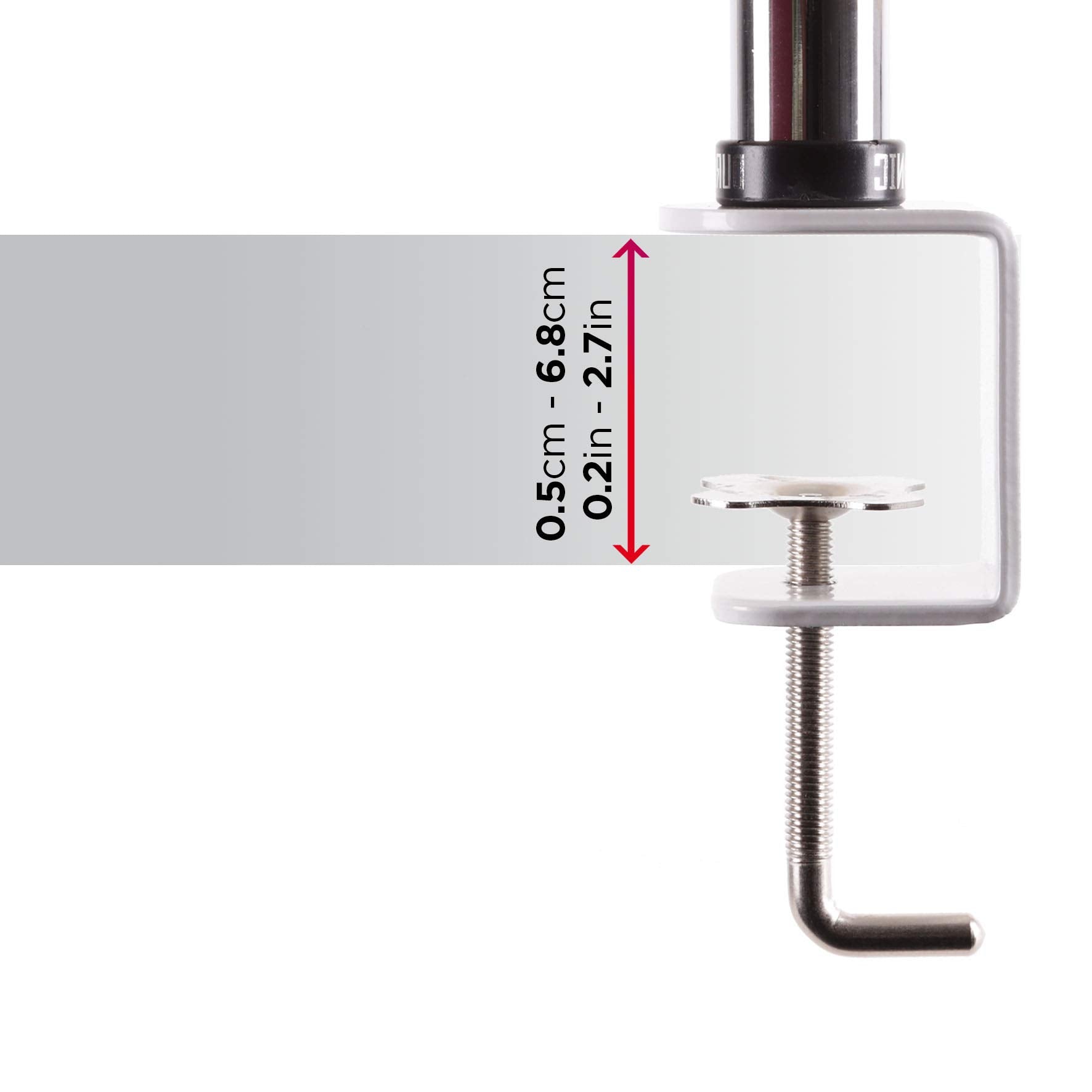 Zoomgoods Single Monitor Arm DM251X3 Height Adjustable Monitor Stand Riser Clamp for 13-27” PC screens Monitor Desk Mounts with VESA 75/100 Monitor Mount with 8kg capacity Monitor Stand for Desk Gaming WHITE