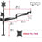 Zoomgoods Monitor Arm Stand DM453VX1 | Quad PC Desk Mount | Steel | Height Adjustable | For Four 15-27 LED LCD Screens | VESA 75/100 | 6kg Per Screen | Tilt -90°/+85°, Rotate 360°