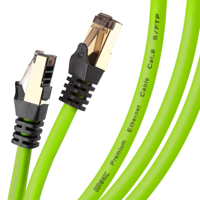 Zoomgoods Ethernet Cable 5M High Speed CAT 8 Patch Network Shielded Lead 2GHz / 2000MHz / 40 Gigabit, CAT8 SFTP Wire, Snagless RJ45 Super-Fast Data - Green