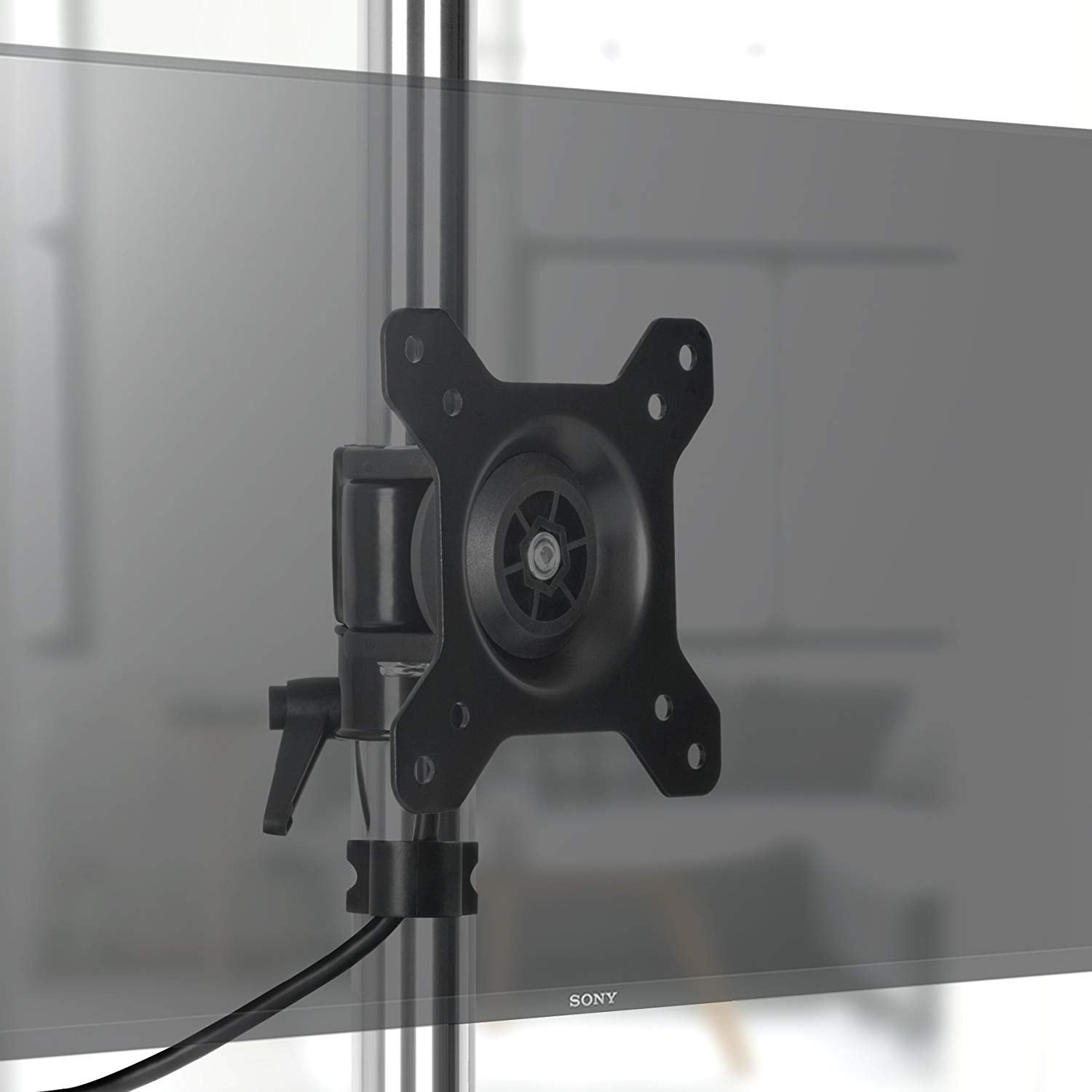 Zoomgoods Computer Monitor Arms Stand DM751 Single Freestanding PC Arm Desk Mount Adjustable Stands for VESA 75/100 One 15-24 Inch LED LCD Screen 8kg Capacity Mounts Tilt -15/+15 Rotate 360 - Black