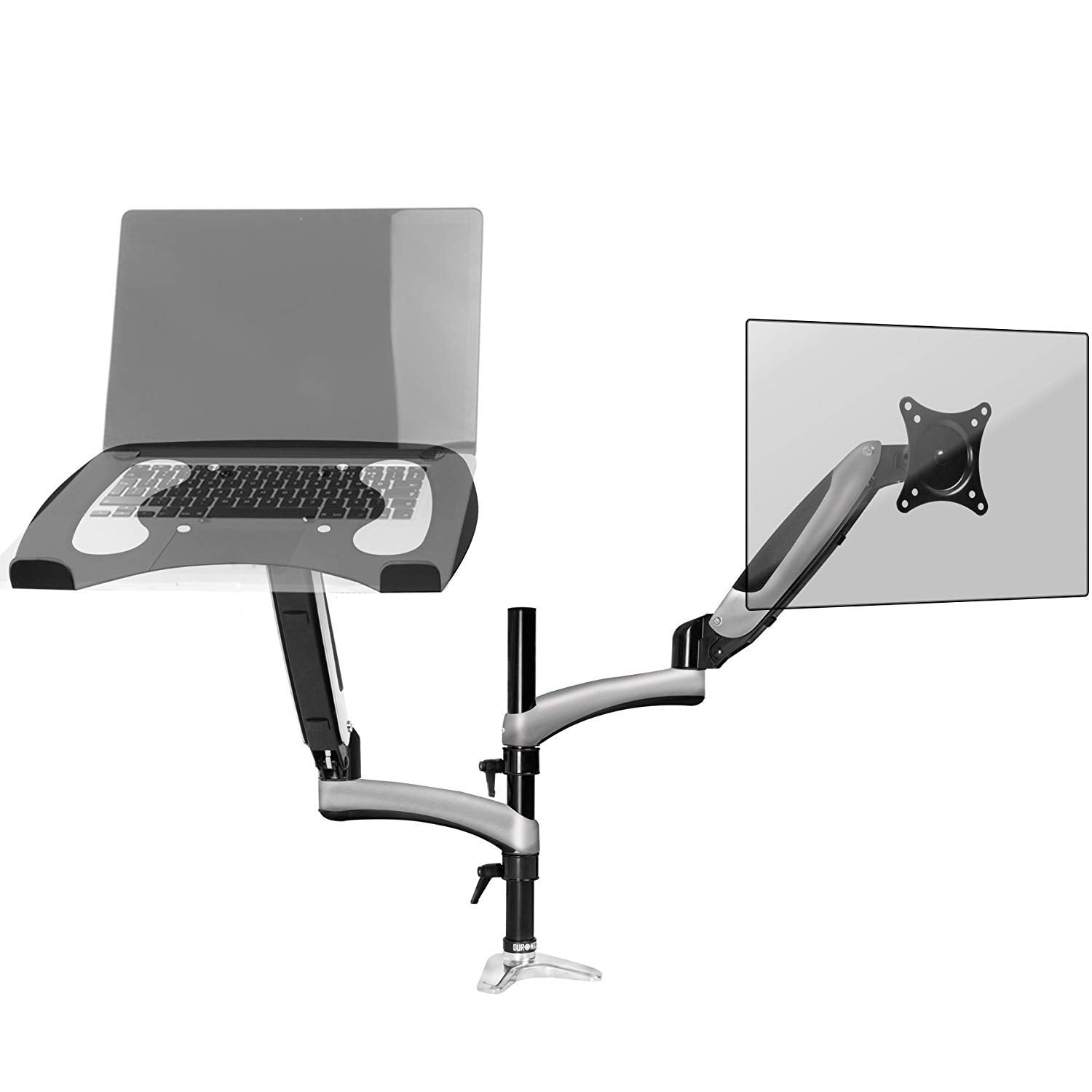 Zoomgoods Desk Mount DM65L1X1 | Dual Gas-Powered Monitor Stand for 15-27 Inch LCD/LED PC/TV Screen and Laptop | Twin Arms | Adjustable Support | VESA 75/100 Bracket | Tilt 15-27-90°/+85°,Swivel 180°,Rotate 360°