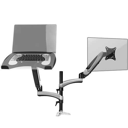 Zoomgoods Desk Mount DM65L1X1 | Dual Gas-Powered Monitor Stand for 15-27 Inch LCD/LED PC/TV Screen and Laptop | Twin Arms | Adjustable Support | VESA 75/100 Bracket | Tilt 15-27-90°/+85°,Swivel 180°,Rotate 360°