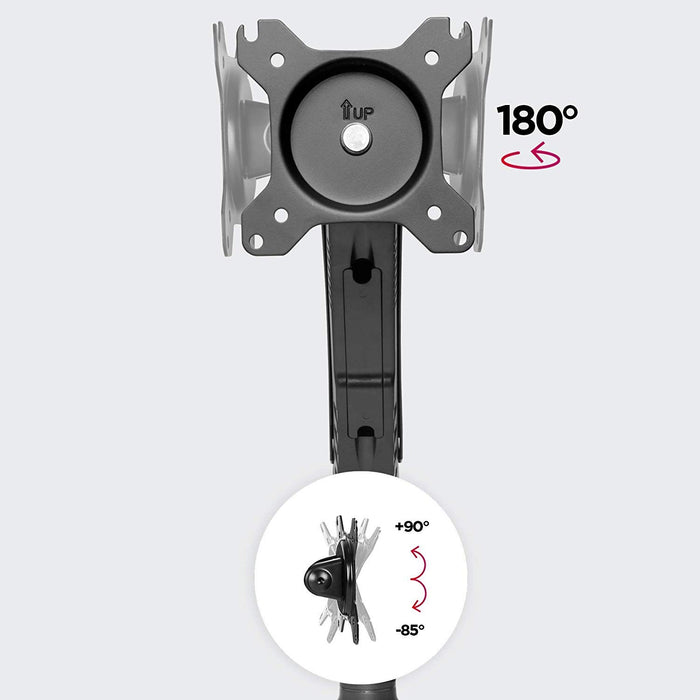 Zoomgoods DMDC5X1 Gas Desk Mount Arm Monitor Stand Bracket Powered Full Motion Single LCD LED with Tilt and Swivel (Tilt +90°/-45°|Swivel 180°|Rotate 360°)…