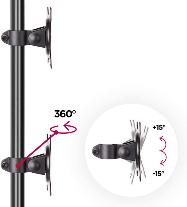 Zoomgoods Dual Monitor Stand DM15V2 for 13-32” Screens, Adjustable Twin Monitor Mounts, Monitor Arms with VESA 75 100 Monitor Riser with C Clamp, Double Monitor Stand for Work, Home Office Desk & Gaming