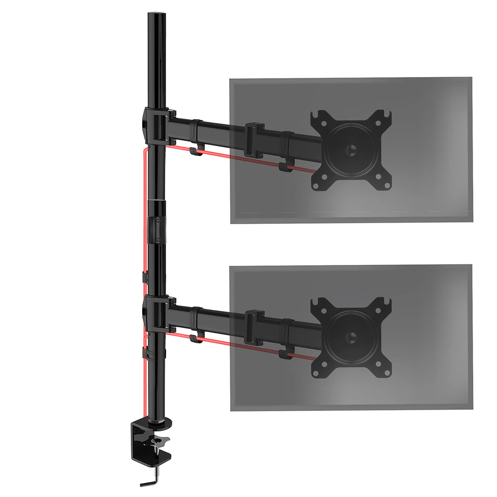 Zoomgoods Dual Monitor Arms DMT252VX2 Height Adjustable PC Monitor Stand with 100cm Pole C Clamp Monitor Risers for 13-27” Screens Desk Mounts with 8kg Capacity and VESA 75/100 for Home Office Work