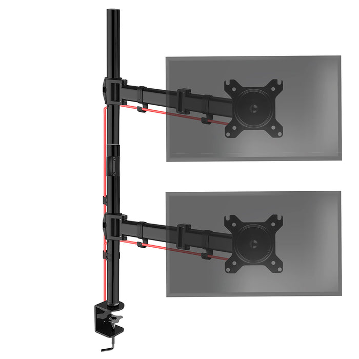 Zoomgoods Dual Monitor Arms DMT252VX2 Height Adjustable PC Monitor Stand with 100cm Pole C Clamp Monitor Risers for 13-27” Screens Desk Mounts with 8kg Capacity and VESA 75/100 for Home Office Work