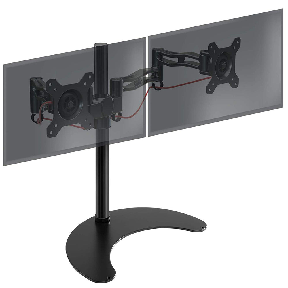 Zoomgoods Dual Monitor Stand DM35D2 Double Monitor Arm Twin Riser Two Mount for 13-27” Computer Screen 2 Height Adjustable Clamp Stands for PC Gaming Work Desk, Home & Office Studio, VESA 75 100