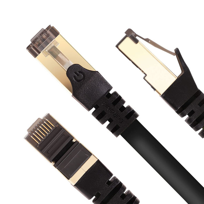 Zoomgoods Ethernet Cable 15M High Speed CAT 8 Patch Network Shielded Lead 2GHz / 2000MHz / 40 Gigabit, CAT8 SFTP Wire, Snagless RJ45 Super-Fast Data - Black