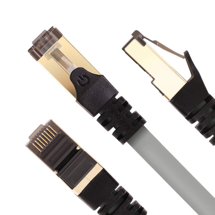 Zoomgoods Ethernet Cable 15M High Speed CAT 8 Patch Network Shielded Lead 2GHz / 2000MHz / 40 Gigabit, CAT8 SFTP Wire, Snagless RJ45 Super-Fast Data - Grey