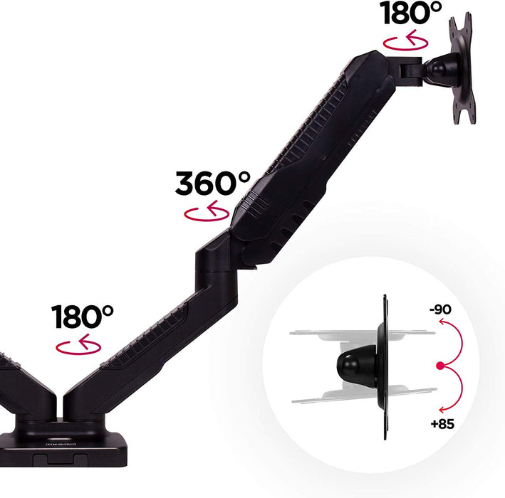 Zoomgoods Dual Monitor Arm Stand DMDCL1X1 | Double/Twin PC Desk Mount | Height Adjustable | For 13-24 Inch LED LCD Screen & Laptop | VESA 75/100 | 6.5kg Capacity