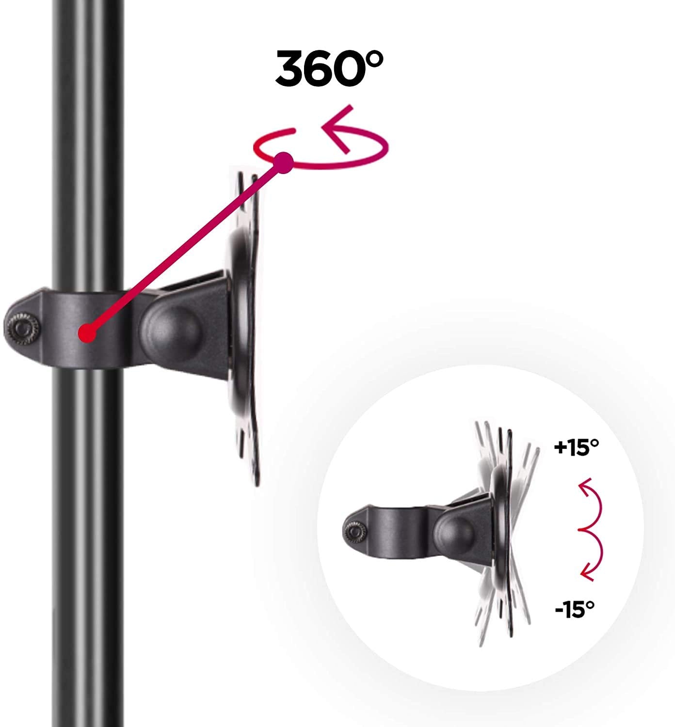 Zoomgoods Monitor Stand DM15D1, Monitor Arm for 13-32” PC LED Screens, Adjustable Tilt Single Monitor Mount, Gaming Monitor Desk Mount with VESA 75 100, Monitor Riser for Work & Home Office Desk